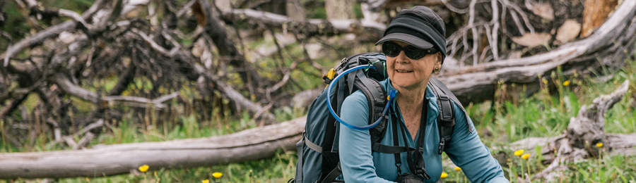 a hiker wearing a hydration pack