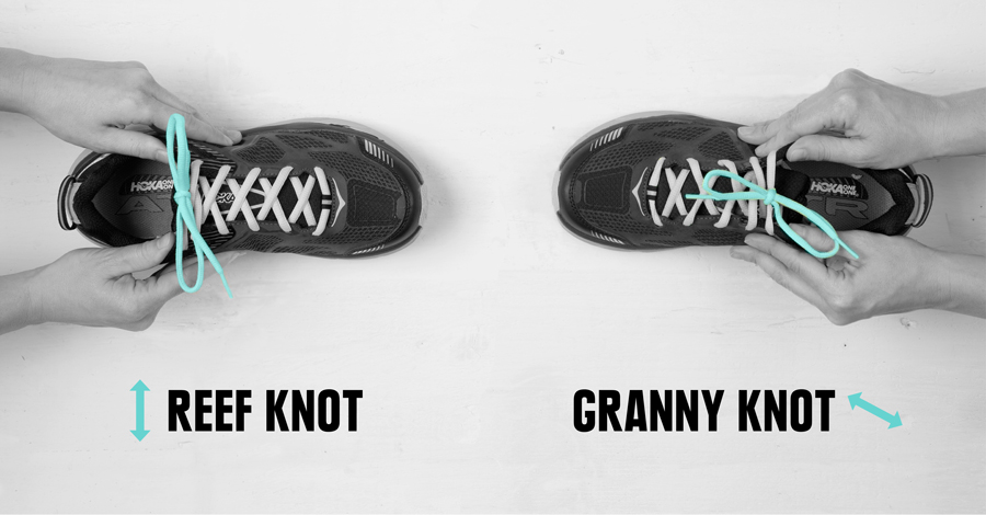example of how to test if you've tied a granny knot or a reef knot