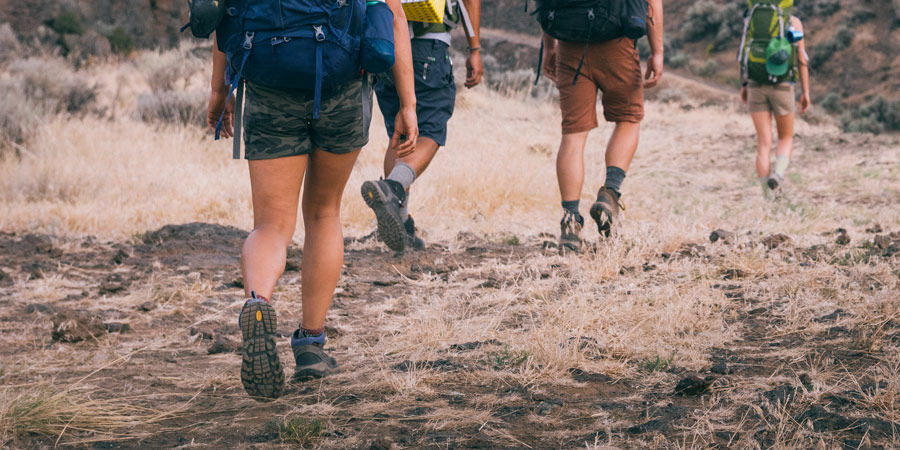 group of backpackers on the trail