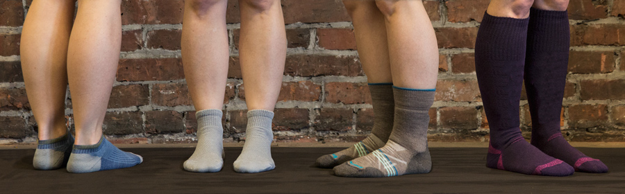 examples of hiking socks of various heights