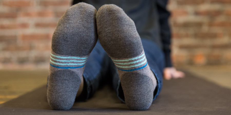 detail of the cushioning on a pair of hiking socks