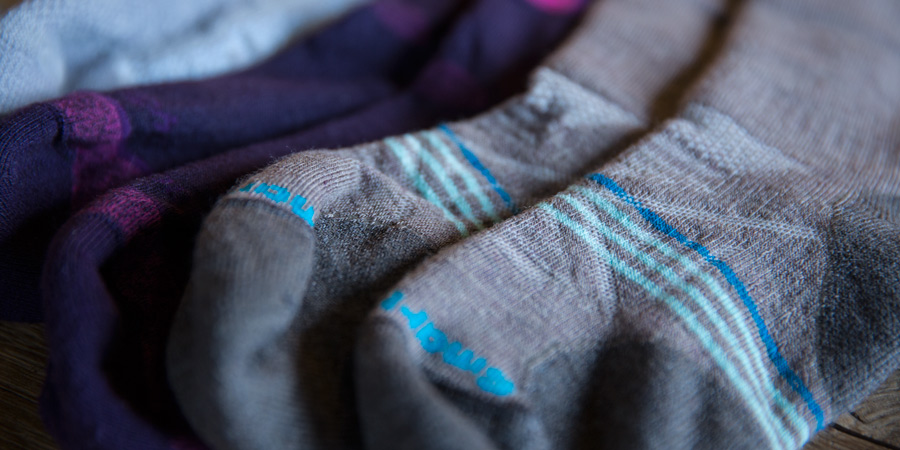 detail of the texture and material of hiking socks