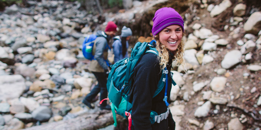 a happy hiker on the trail