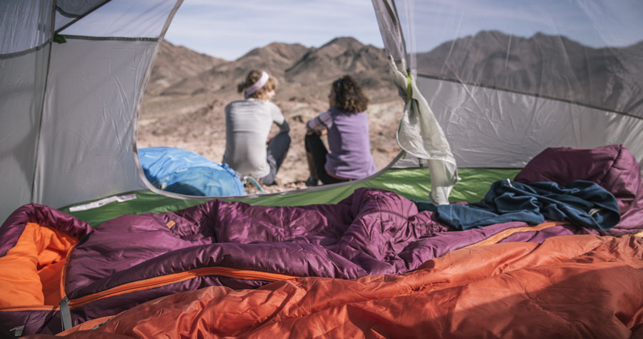 two women at a backcountry camp