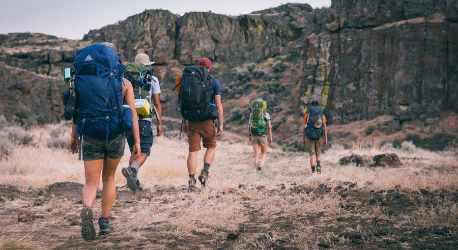 a group of backpackers on the trail