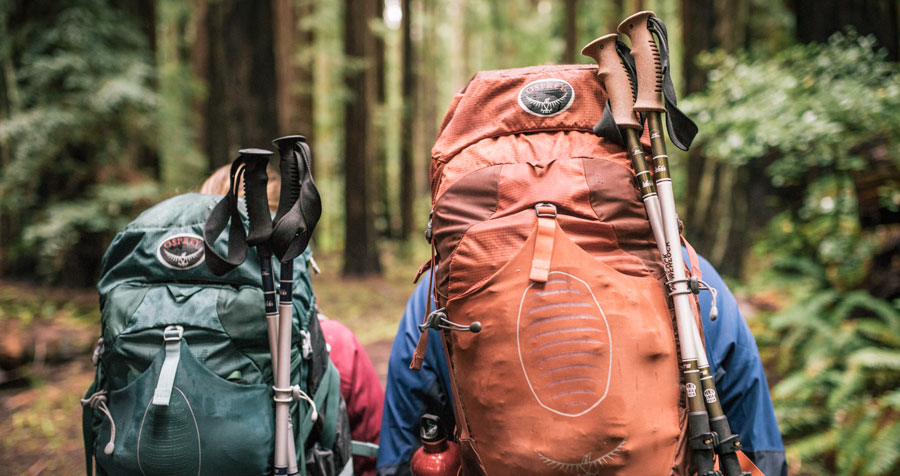 a small and large backpack in the backcountry