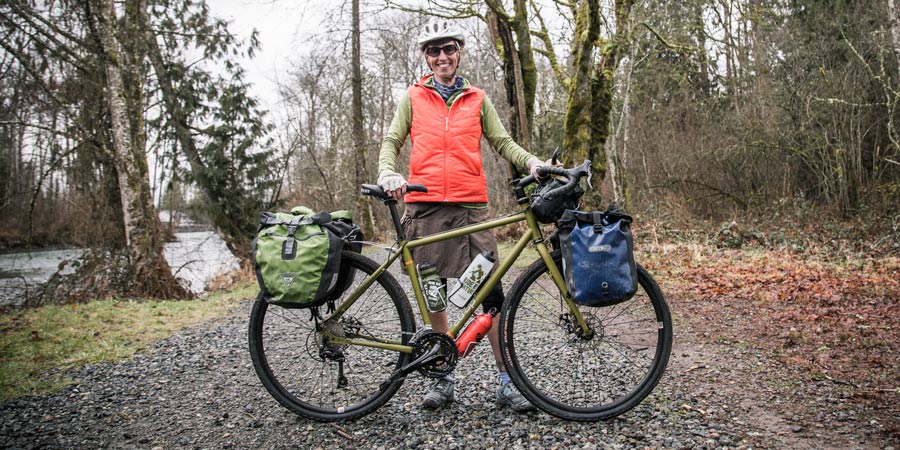 a bikepacker and their bike